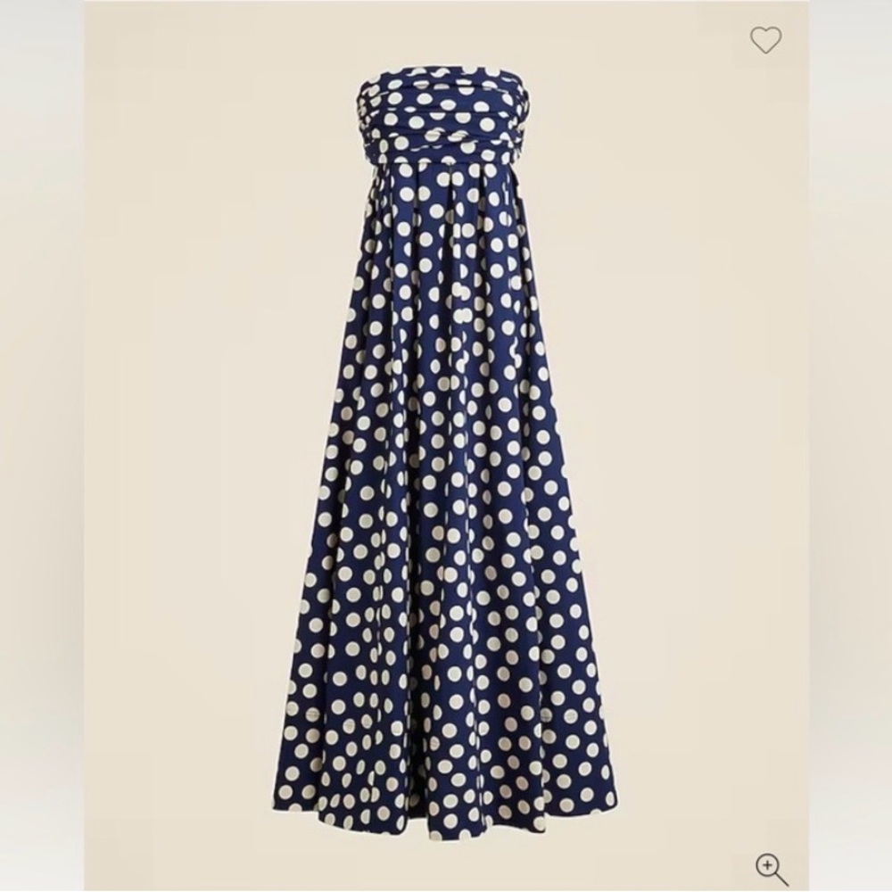 J. Crew Collection Strapless Navy and White Polka Dot Dress - Picture 2 of 9